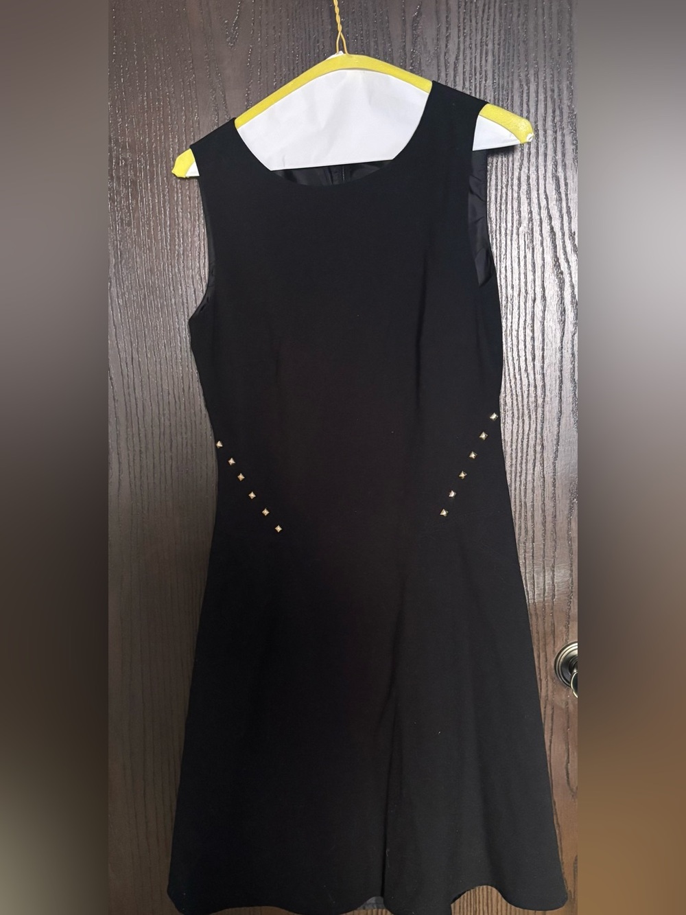 Ivanka Trump Black Sleeveless Sheath Dress with Gold Studs